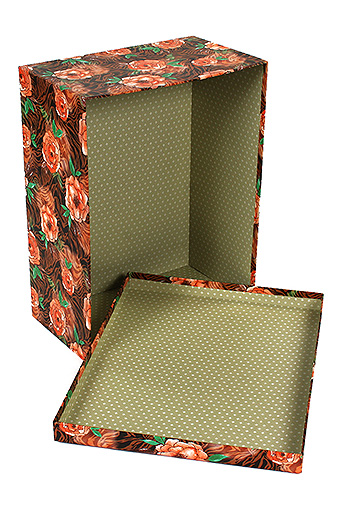 Коробка карт. 571/250 наб. из 10 прямоуг.- оранжевые цветы