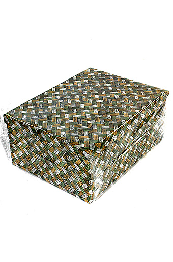 Коробка карт. 571/669 наб. из 10 прямоуг.- плетенка зеленая с серым
