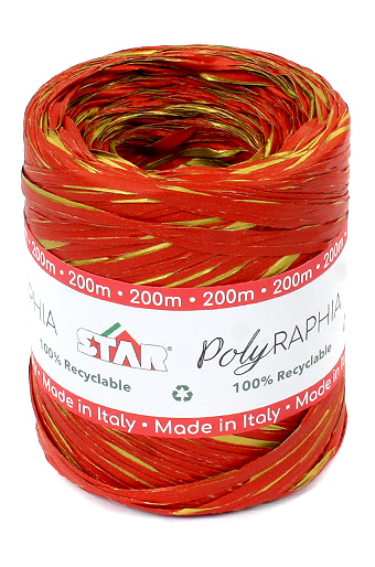 Рафия 200/99-20 старлайт- красная с золотом