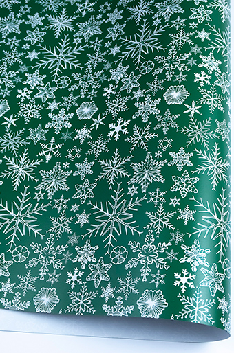 Бумага глянц. 100/X101-45 нов.год снежинки на зеленом