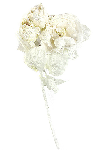 Цветок декор. 132/00 роза кустовая бархатная белая
