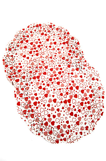 Салфетки ажурные цветные 300/01 круглые красные сердечки /FIX  цена