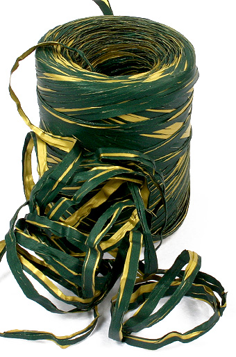 Рафия 200/99-45 старлайт- зеленая с золотом