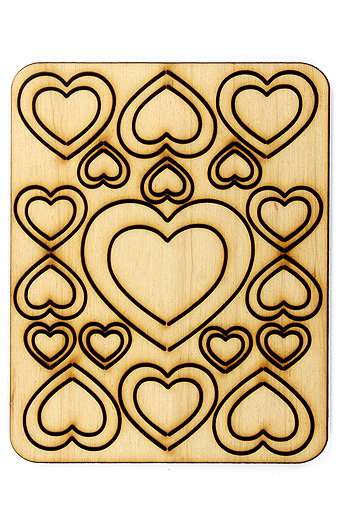 Декор деревянный 38/406 резной набор- сердца классик-микс