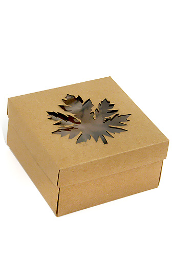Коробка крафт эко 196/01 квадрат крышка+дно- кленовый лист