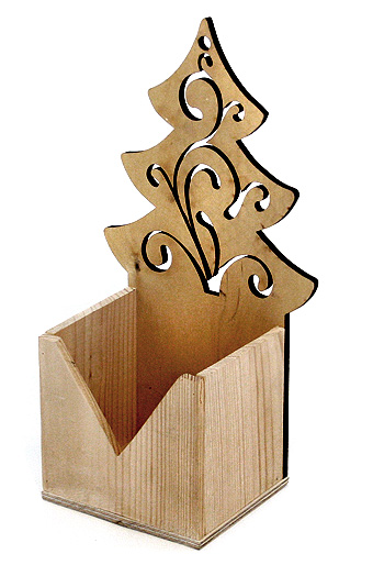 Подарочные Коробка деревянная 650/X01-93 резная- нов.год елочка-конверт / ПОД ЗАКАЗ от производителя