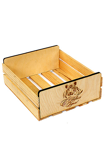 Коробка деревянная 125/X704-93 лоток прямоуг. с резными ручками- нов.год тигр с Новым годом
